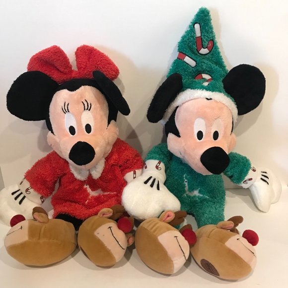 Disney Store Exclusive Mickey and Minnie Mouse Christmas Plush - Picture 1 of 11